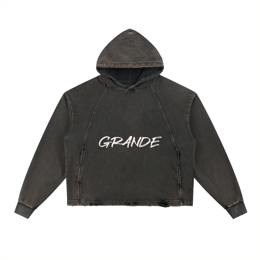 Vintage Washed Frayed-Hem Hoodie