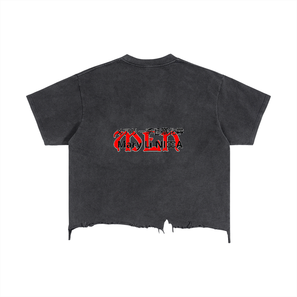 Vintage Wash Boxy Distressed Hem T-Shirt